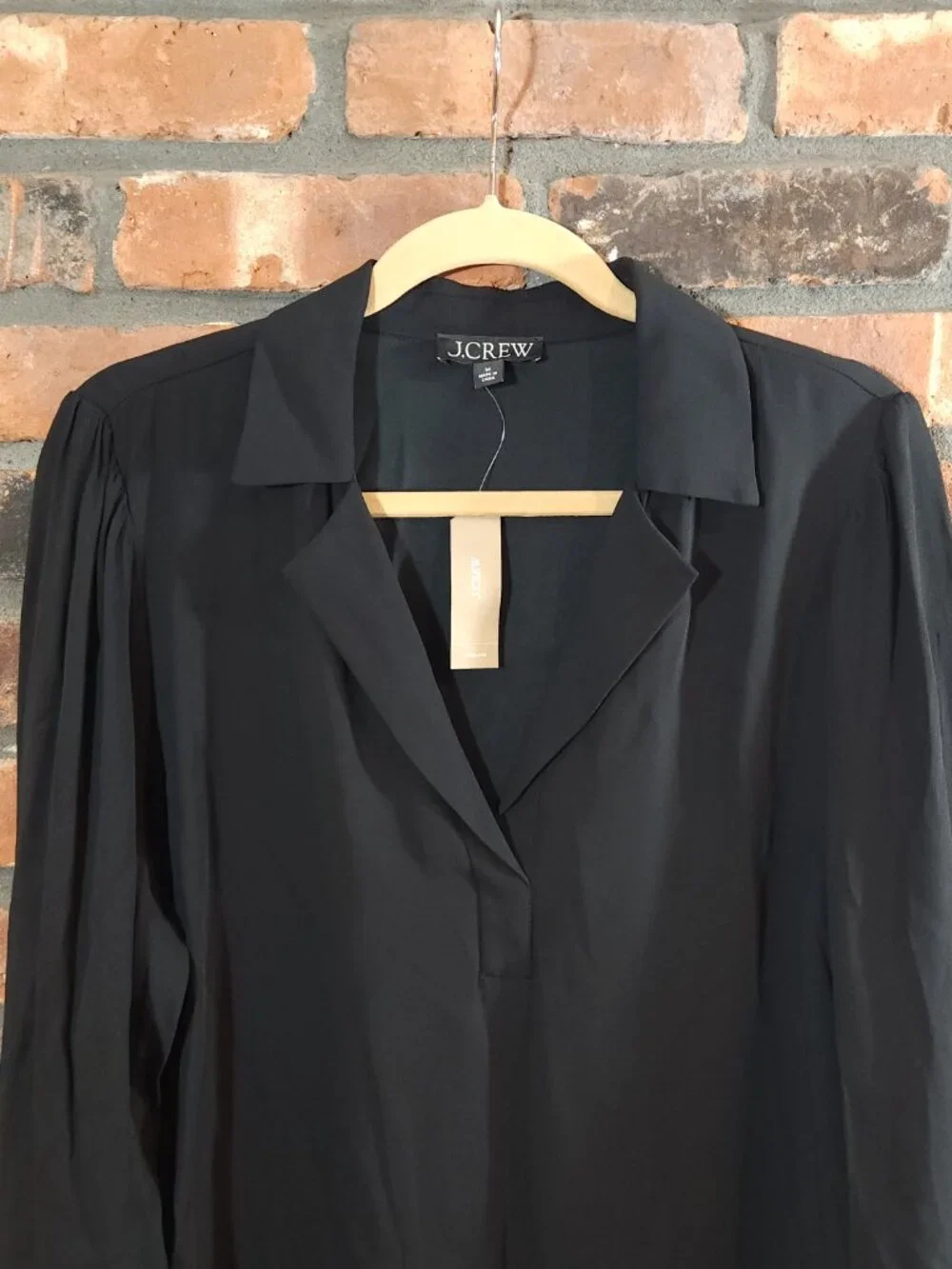 J. Crew Long Sleeve Shift Dress in Black Crepe Minimalist Workwear Women's M NWT